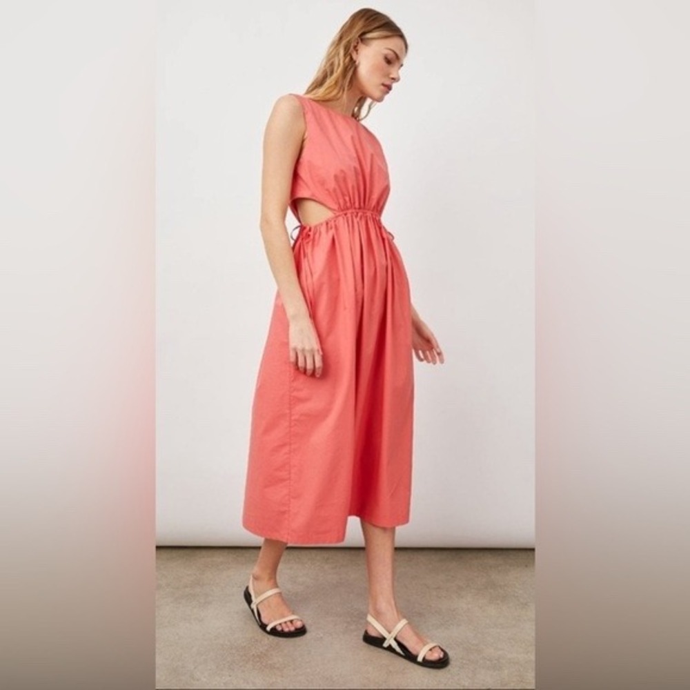 Rails | Yvette Spiced Coral Cotton Poplin Midi Dress with Side Cut-Outs